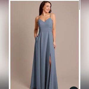 David’s Bridal Chiffon Back Tie A-Line Dress. Worn once.